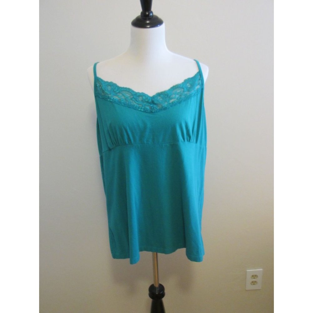 MOSSIMO SUPPLY COMPANY TEAL SPAGHETTI STRAP LACE TOP PLUS SIZE 2 NWOT